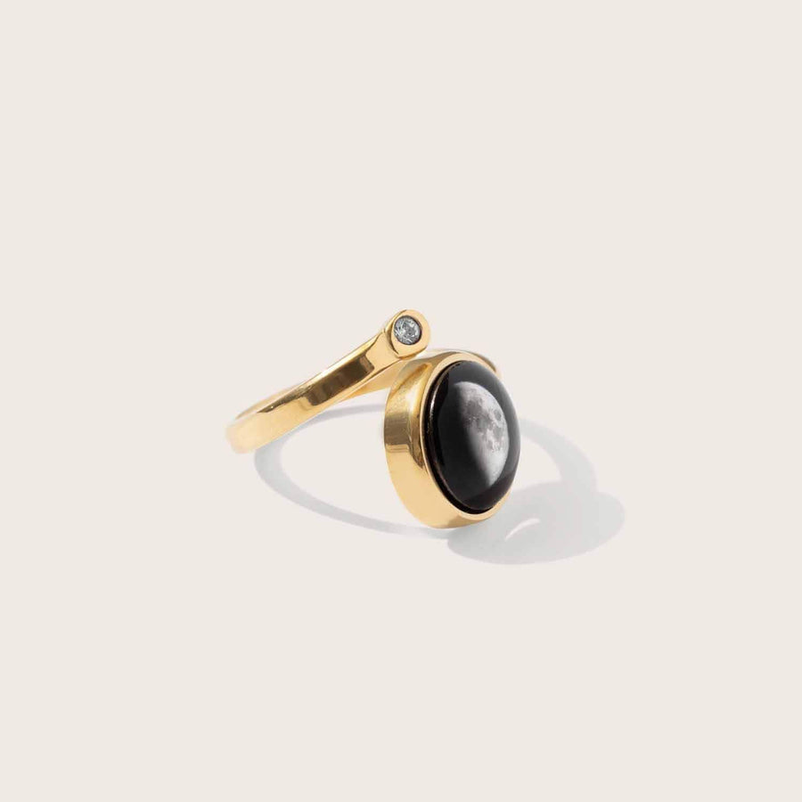 Moon phase Cosmic Spiral Ring in Gold